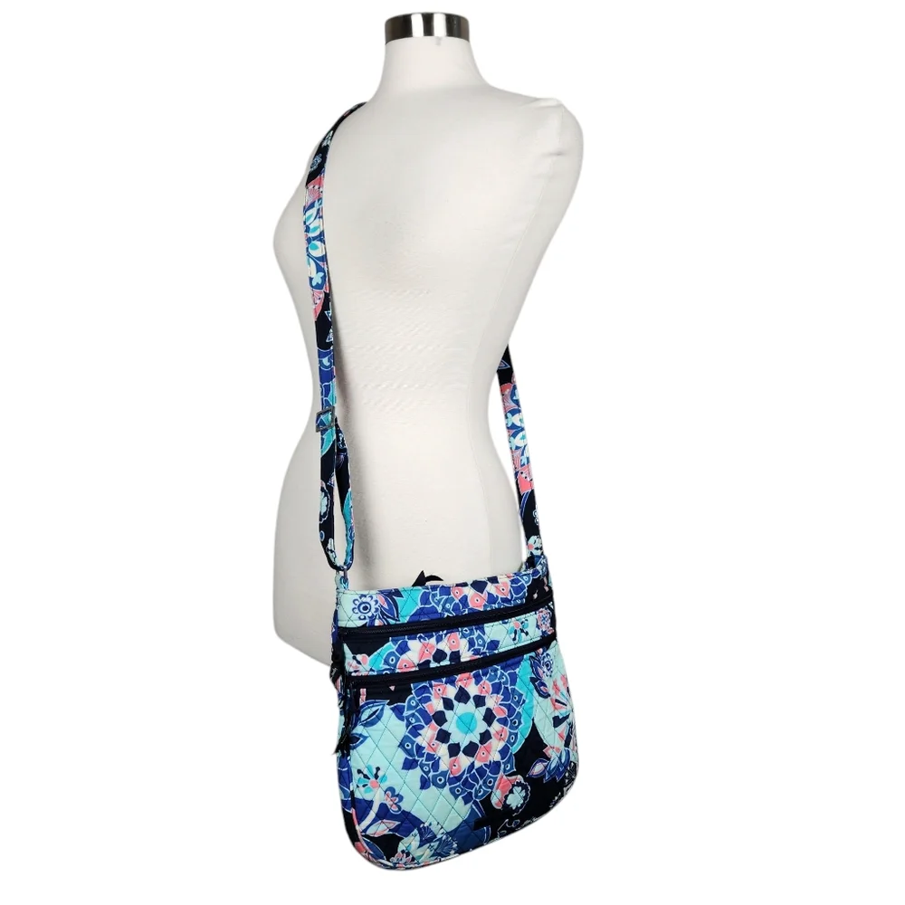 Vera Bradley Lotus Flower Quilted Fabric Crossbody Hipster Purse Bag